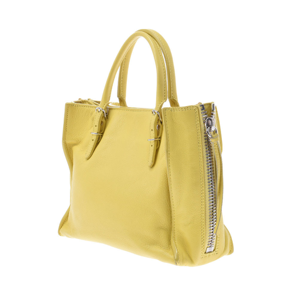 Balenciaga Paper Bag Handbag Yellow Calfskin The